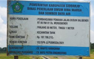 Dugaan Mark Up Pembangunan Penahan Jalan di Dusun Kalibener
