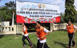 Polres Way Kanan Gelar Tes Kesamaptaan Jasmani dan Bela Diri Semester 1 TA 2022