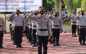 Kawal Pilkades Serentak 2022, Polres Mukomuko Gelar Apel Pergesaran Pasukan