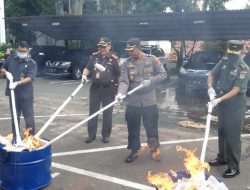 Kapolsek Cipocok Hadiri pemusnahan Barang Bukti Berkekutan Hukum di Kantor Kajari Serang