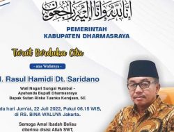 H Rasulhamidi DT Suridano Ayahanda Bupati Dharmasraya Wafat di Jakarta