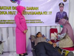 HUT ke-77 Bhayangkara Polres Mukomuko Polda Bengkulu Gelar Donor Darah
