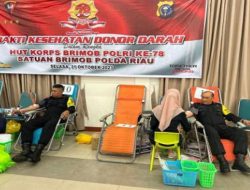 Sambut HUT ke -78 Korbrimob Polri, Satbrimobda Riau Gelar Donor Darah
