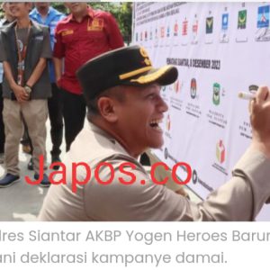 Kapolres Pematang Siantar Hadiri Apel Siaga Pengawasan Pengamanan Serta Menandatangani Deklarasi Kampanye Damai Pemilu