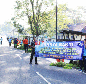 TNI AU Lanud H.AS Hanandjoeddin Bersihkan Eks RSUD Belitung, Libatkan Dinas LH dan Satpol PP