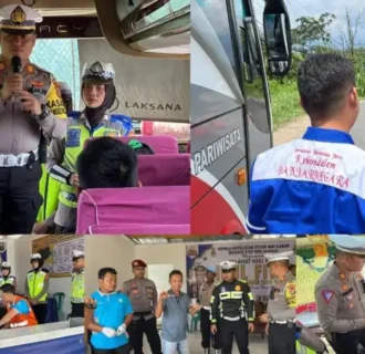 Cegah Laka Lantas, Polisi Lakukan Skrining dan Test Urine Sopir Bus di Jalinsum Way Kanan