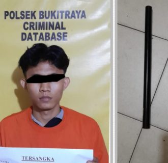 Pengamanan Pelaku Tindak Pidana Kepemilikan Senjata Tajam di Pekanbaru Oleh Polsek Bukit Raya