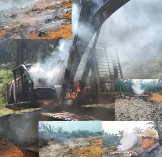 1Unit Excavator ikut Terbakar, PT SMP Lakukan Pembakaran Tankos Sawit di Area Perkebunan Afdeling 11, KLH Ketapang dan Provinsi Terkesan Tutup Mata