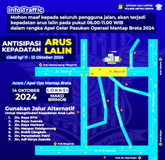 Antisipasi Kepadatan Lalin dalam rangka Apel Gelar Operasi Mantap Brata 2024 pengamanan Pelantikan Presiden dan Wakil Presiden
