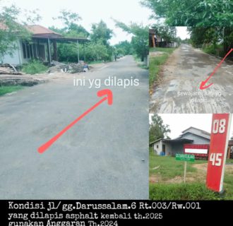 Diduga ada Rekayasa dan Manipulasi Dokumen, Proyek Jalan Lingkungan Gg. Darussalam.6 APBD-P TA 2024 Baru Dikerjakan di Januari 2025 Sekarang