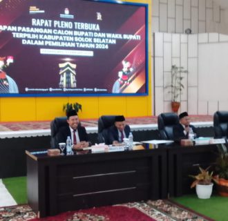 KPU Solok Selatan Laksanakan Rapat Pleno Terbuka Penetapan Pasangan Calon Bupati Dan Wakil Bupati Terpilih
