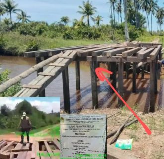 Modus, Proyek Pemeliharaan Jembatan Jalan Perintis1 Milik DPUTR Ketapang TA 2024 Disorot, Fisik Rangka Kayu Bangunan Jembatan di Buat Mangkrak